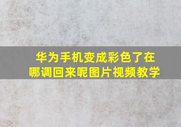 华为手机变成彩色了在哪调回来呢图片视频教学