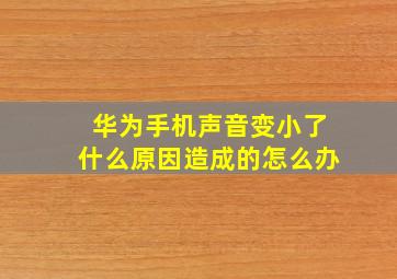 华为手机声音变小了什么原因造成的怎么办