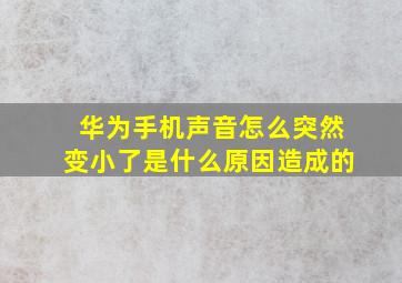 华为手机声音怎么突然变小了是什么原因造成的