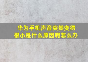 华为手机声音突然变得很小是什么原因呢怎么办