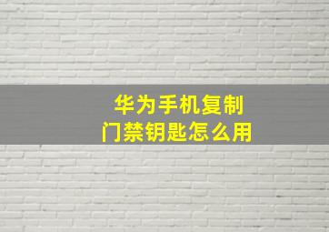 华为手机复制门禁钥匙怎么用