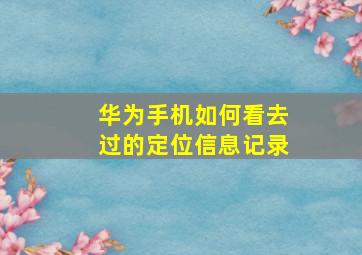 华为手机如何看去过的定位信息记录