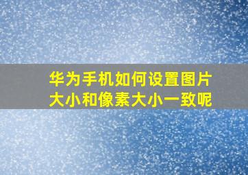 华为手机如何设置图片大小和像素大小一致呢