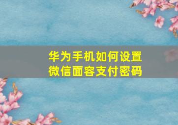 华为手机如何设置微信面容支付密码