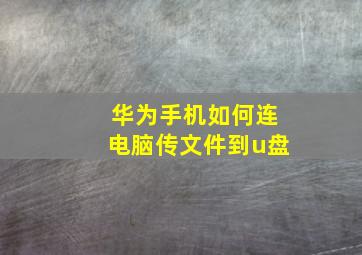 华为手机如何连电脑传文件到u盘