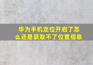 华为手机定位开启了怎么还是获取不了位置信息