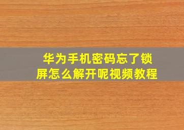 华为手机密码忘了锁屏怎么解开呢视频教程