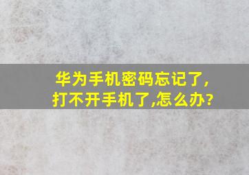 华为手机密码忘记了,打不开手机了,怎么办?