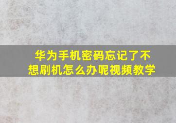 华为手机密码忘记了不想刷机怎么办呢视频教学