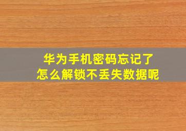 华为手机密码忘记了怎么解锁不丢失数据呢