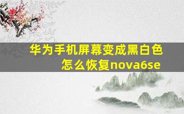 华为手机屏幕变成黑白色怎么恢复nova6se