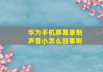 华为手机屏幕录制声音小怎么回事啊