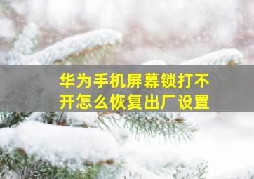 华为手机屏幕锁打不开怎么恢复出厂设置