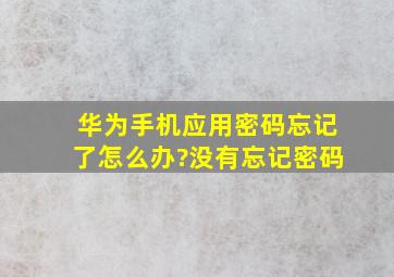 华为手机应用密码忘记了怎么办?没有忘记密码