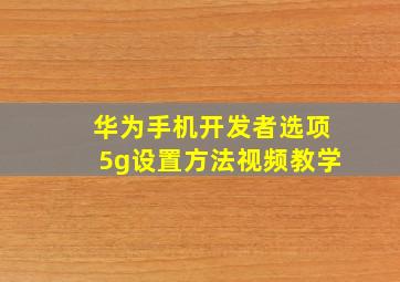 华为手机开发者选项5g设置方法视频教学