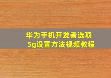 华为手机开发者选项5g设置方法视频教程