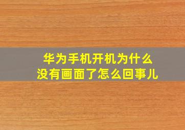 华为手机开机为什么没有画面了怎么回事儿