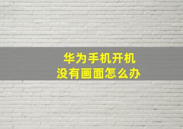 华为手机开机没有画面怎么办