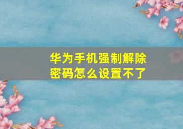 华为手机强制解除密码怎么设置不了