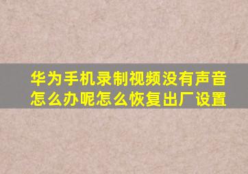 华为手机录制视频没有声音怎么办呢怎么恢复出厂设置