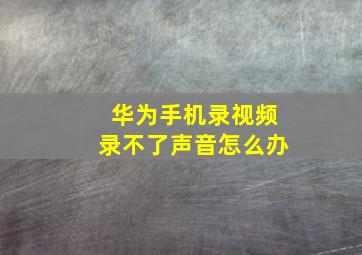 华为手机录视频录不了声音怎么办