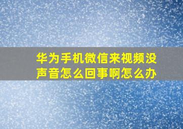 华为手机微信来视频没声音怎么回事啊怎么办