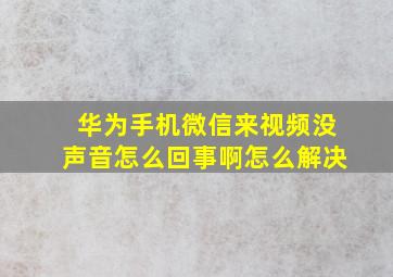 华为手机微信来视频没声音怎么回事啊怎么解决