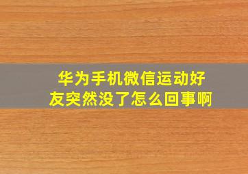 华为手机微信运动好友突然没了怎么回事啊