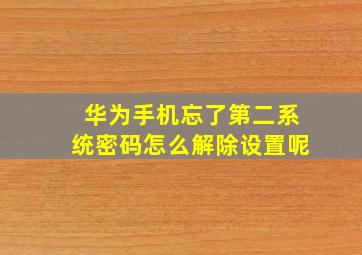 华为手机忘了第二系统密码怎么解除设置呢