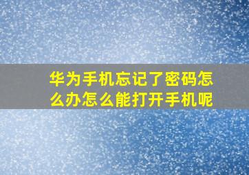 华为手机忘记了密码怎么办怎么能打开手机呢