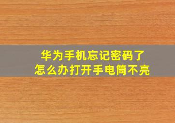 华为手机忘记密码了怎么办打开手电筒不亮