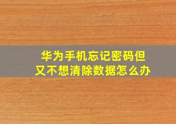 华为手机忘记密码但又不想清除数据怎么办