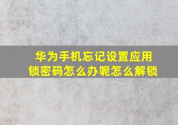 华为手机忘记设置应用锁密码怎么办呢怎么解锁