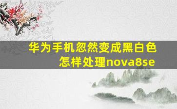 华为手机忽然变成黑白色怎样处理nova8se