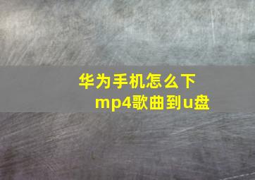 华为手机怎么下mp4歌曲到u盘