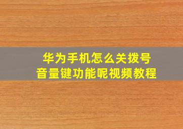 华为手机怎么关拨号音量键功能呢视频教程