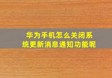 华为手机怎么关闭系统更新消息通知功能呢