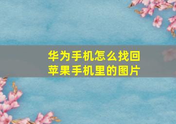 华为手机怎么找回苹果手机里的图片