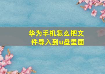 华为手机怎么把文件导入到u盘里面