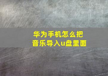 华为手机怎么把音乐导入u盘里面