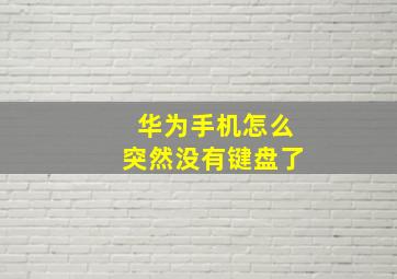 华为手机怎么突然没有键盘了