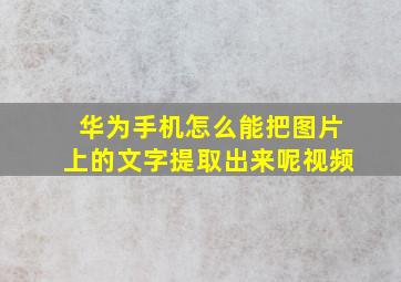 华为手机怎么能把图片上的文字提取出来呢视频