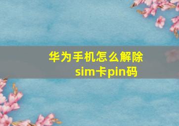 华为手机怎么解除sim卡pin码