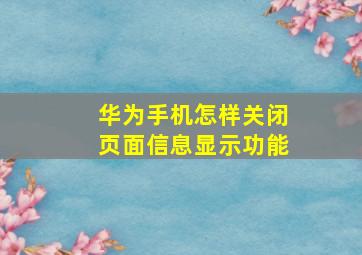 华为手机怎样关闭页面信息显示功能