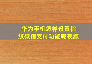 华为手机怎样设置指纹微信支付功能呢视频