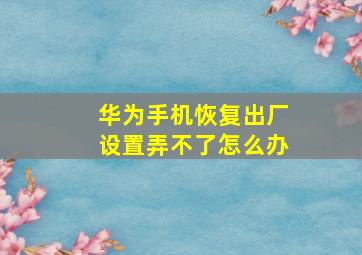 华为手机恢复出厂设置弄不了怎么办