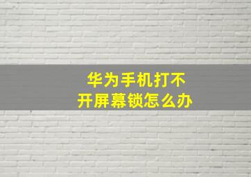 华为手机打不开屏幕锁怎么办