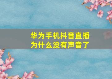 华为手机抖音直播为什么没有声音了