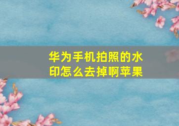 华为手机拍照的水印怎么去掉啊苹果