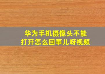 华为手机摄像头不能打开怎么回事儿呀视频